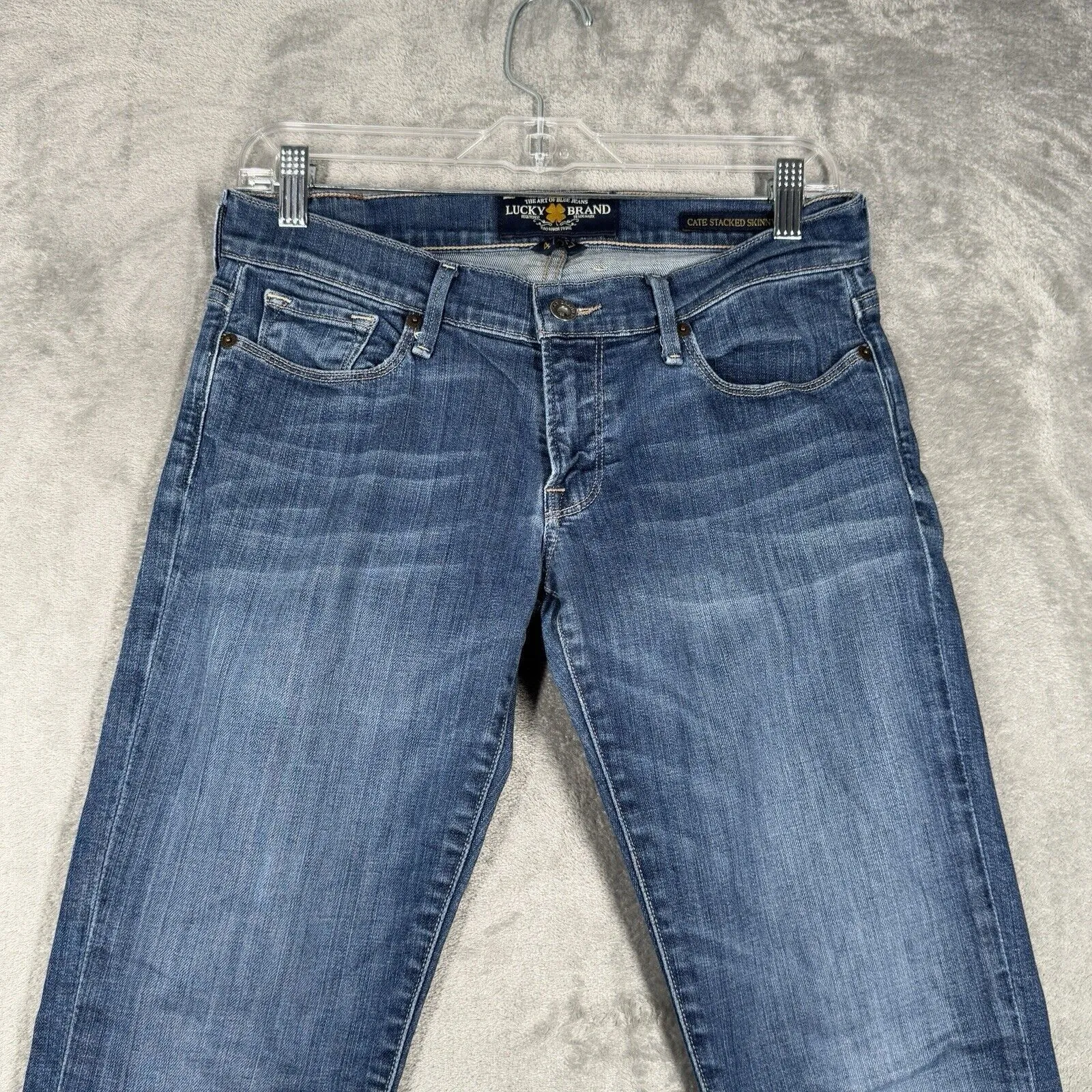Lucky Brand Jeans Womens 4 27”‎ Blue Cate Stacked Skinny Jean Fading Whiskering - Image 4