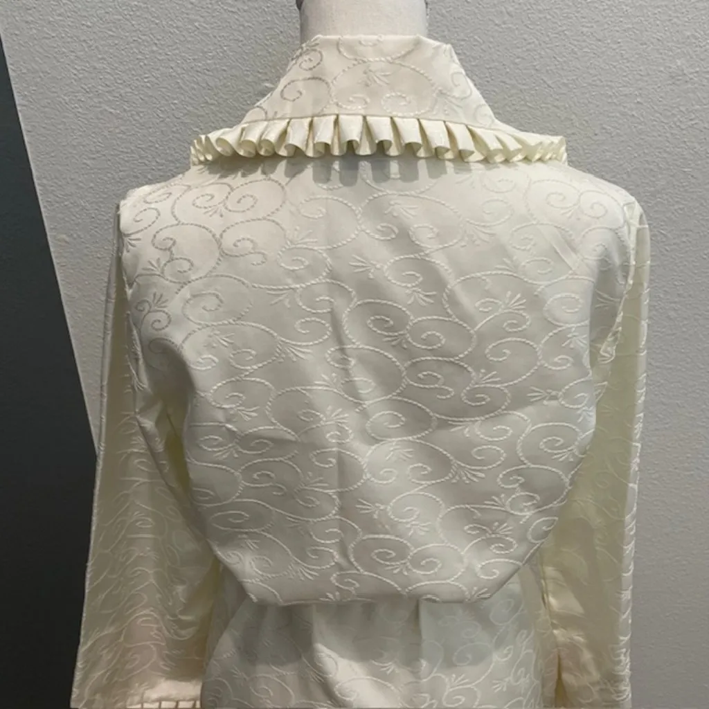 Vintage Ariel Late 80's Ivory Robe/House Coat with Scroll Pattern Size M - Image 5