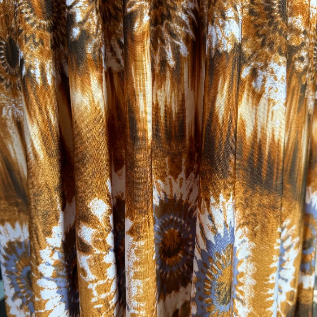 Paradise Contour brown white blue African print beaded tie dress size large - Image 11