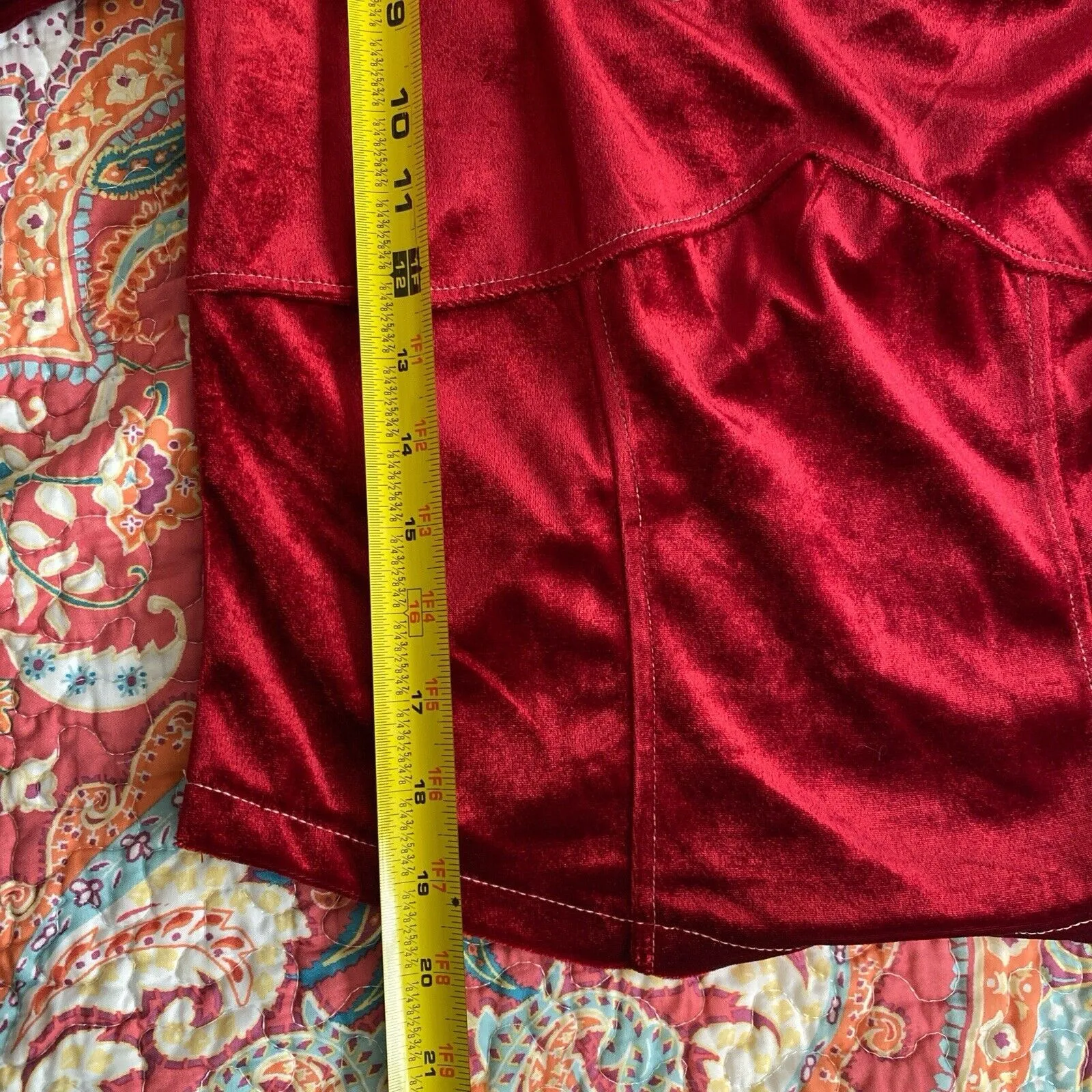 Women's Johnny Blaze Flames Vintage Dead Stock Stretch Velour Crop Top Red Large - Image 8