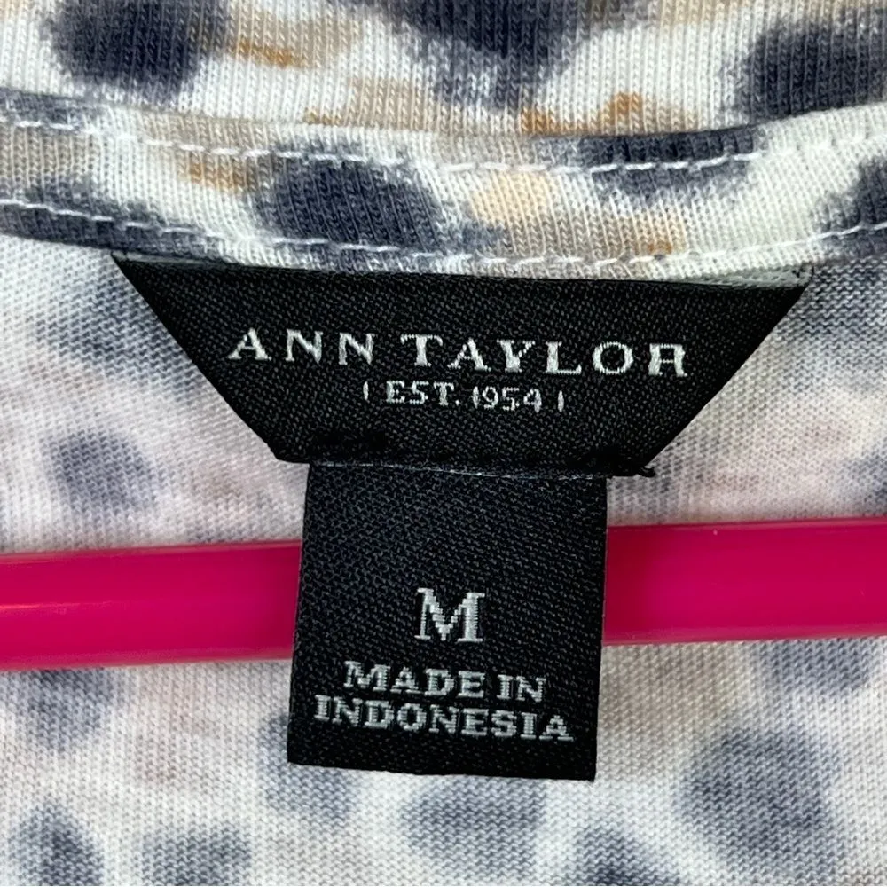 Ann Taylor Size Medium Black & Tan Animal Print Tank Top w/Clear Sequins - Image 7