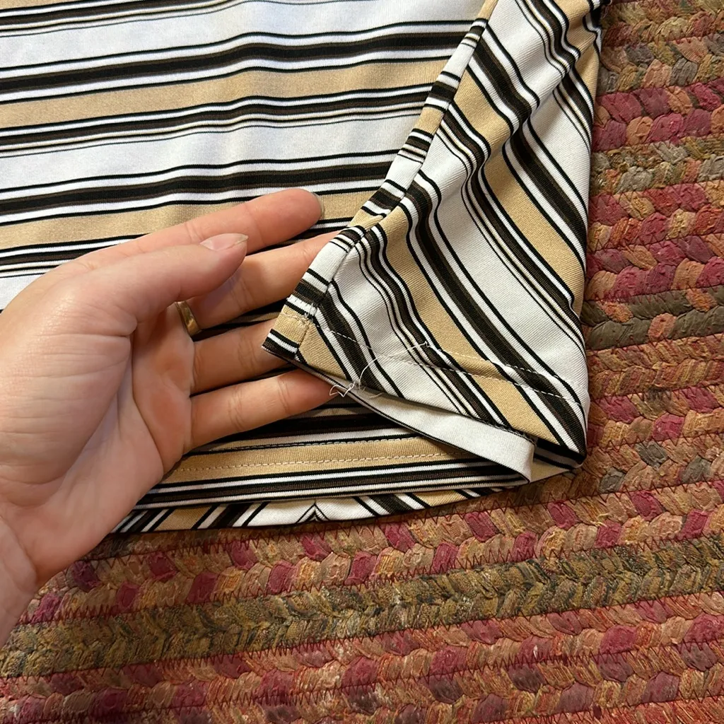 90s VTG A BYER V NECK CHEVRON STRIPE COLLARED SLEEVELESS BLOUSE Black Size M - Image 4