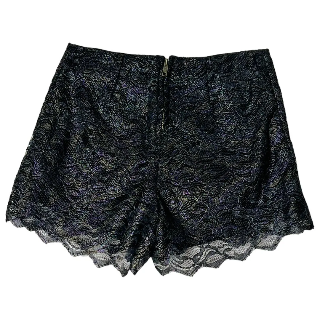 Mimi Chica Black Lace Shorts S Iridescent Shimmer Scallop Edge‎ Party Coquette - Image 3