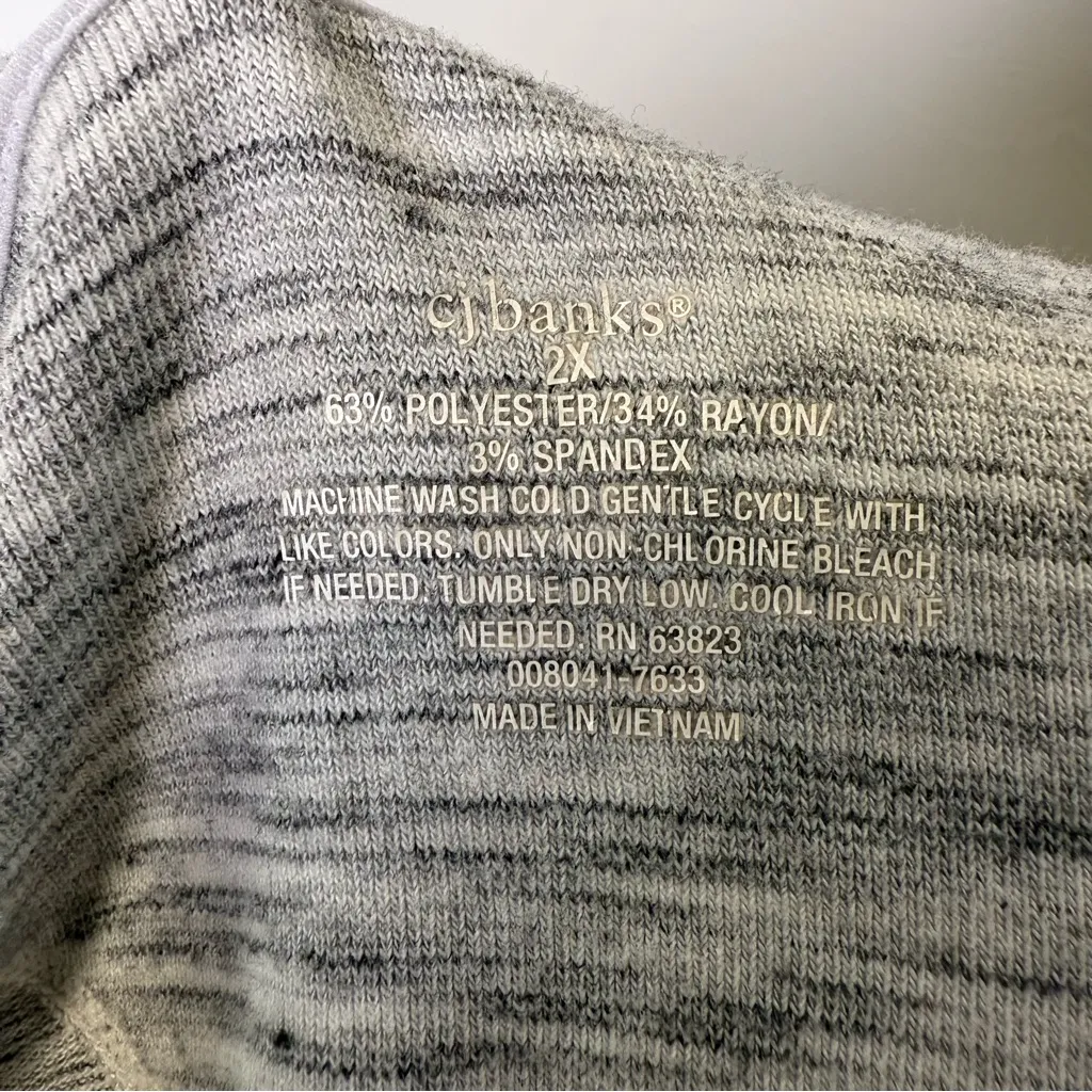 CJ Banks Oversized Grey Waterfall Wrap Flowy Space Dye Grey Cardigan Sweater 2X - Image 5