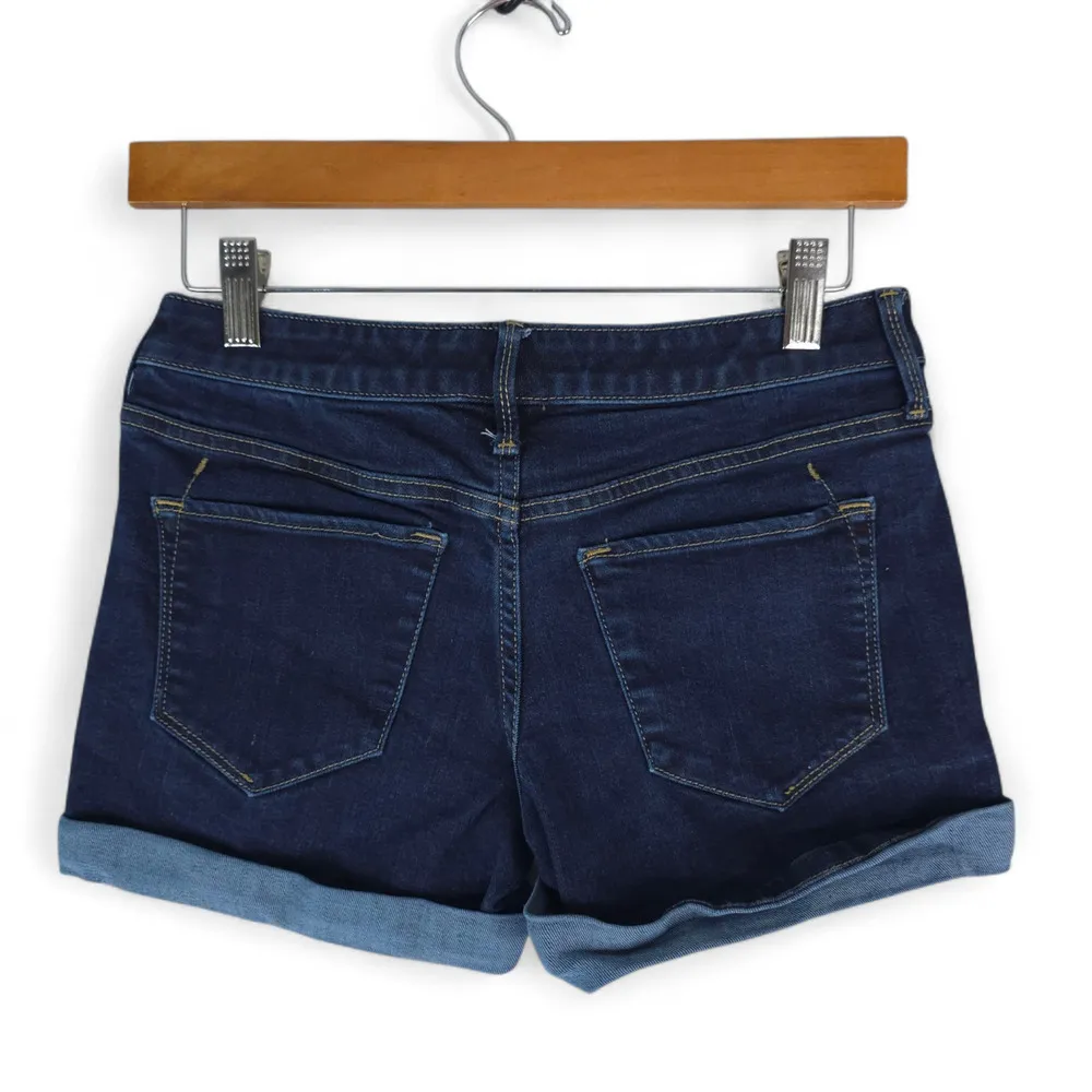 Mossimo Demin Shorts Womens 0 25W Mid Rise Midi Super Stretch Rolled Cuff Booty Blue - Image 2