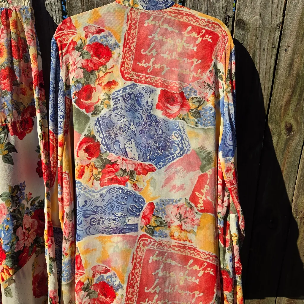 Carole Little Vintage Floral Skirt & Duster Set Pink Size 14 - Image 11