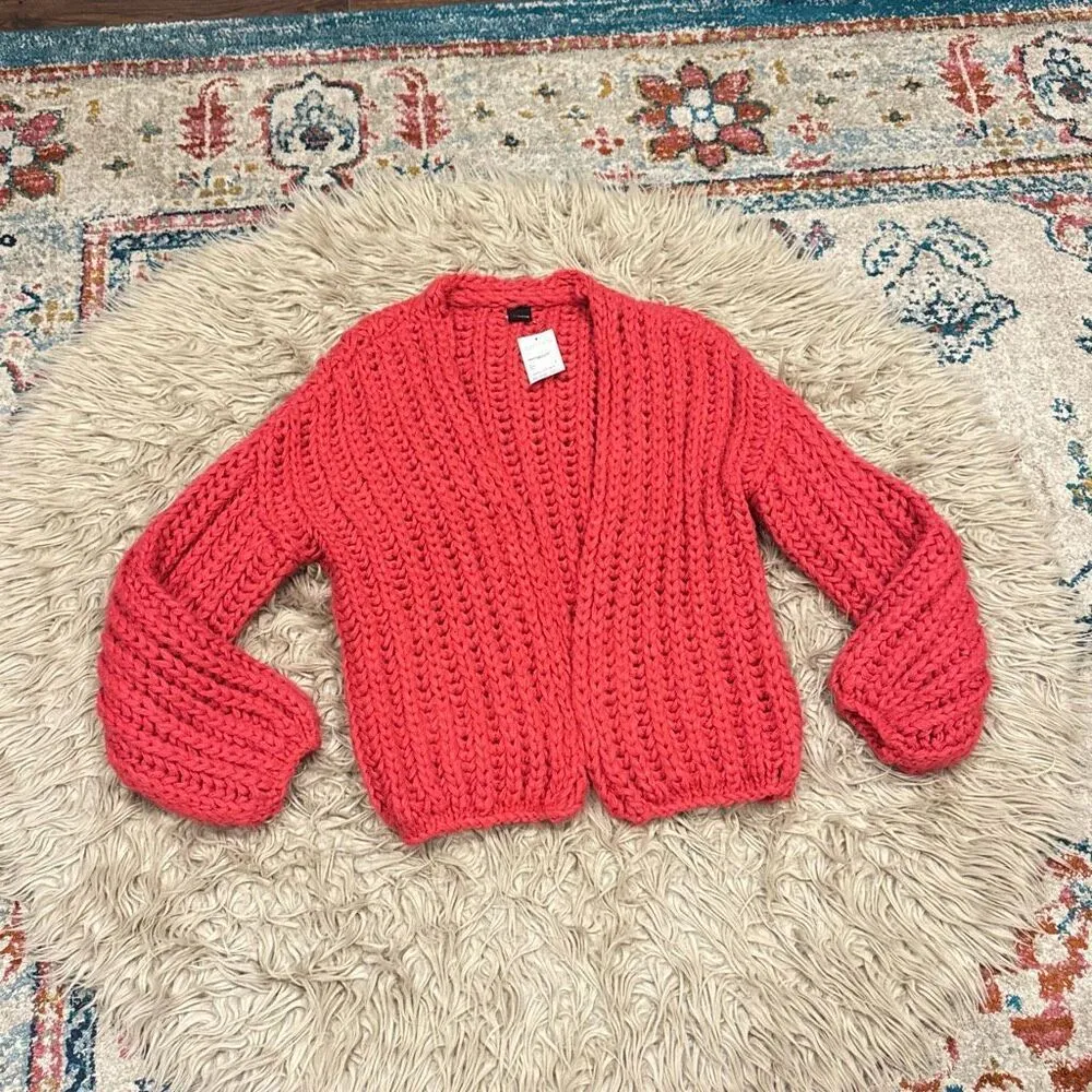 SAACHI CHUNKY KNIT OVERSIZED CARDIGAN SWEATER Pink Size undefined - Image 2