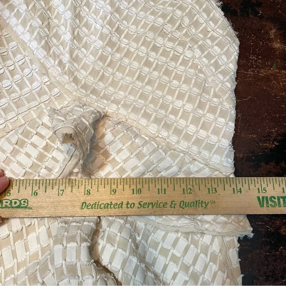 Proenza Schouler Textured Off-White Dress 10 Cotton Silk Peplum Handkerchief Hem - Image 9