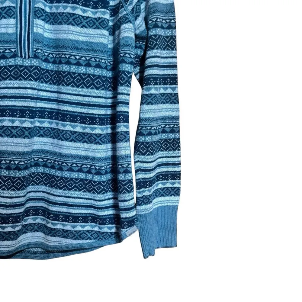 Eddie Bauer Sweatshirt Womens Large Multicolor Stripe Stretch 1/4 Zip Blouse - Image 5