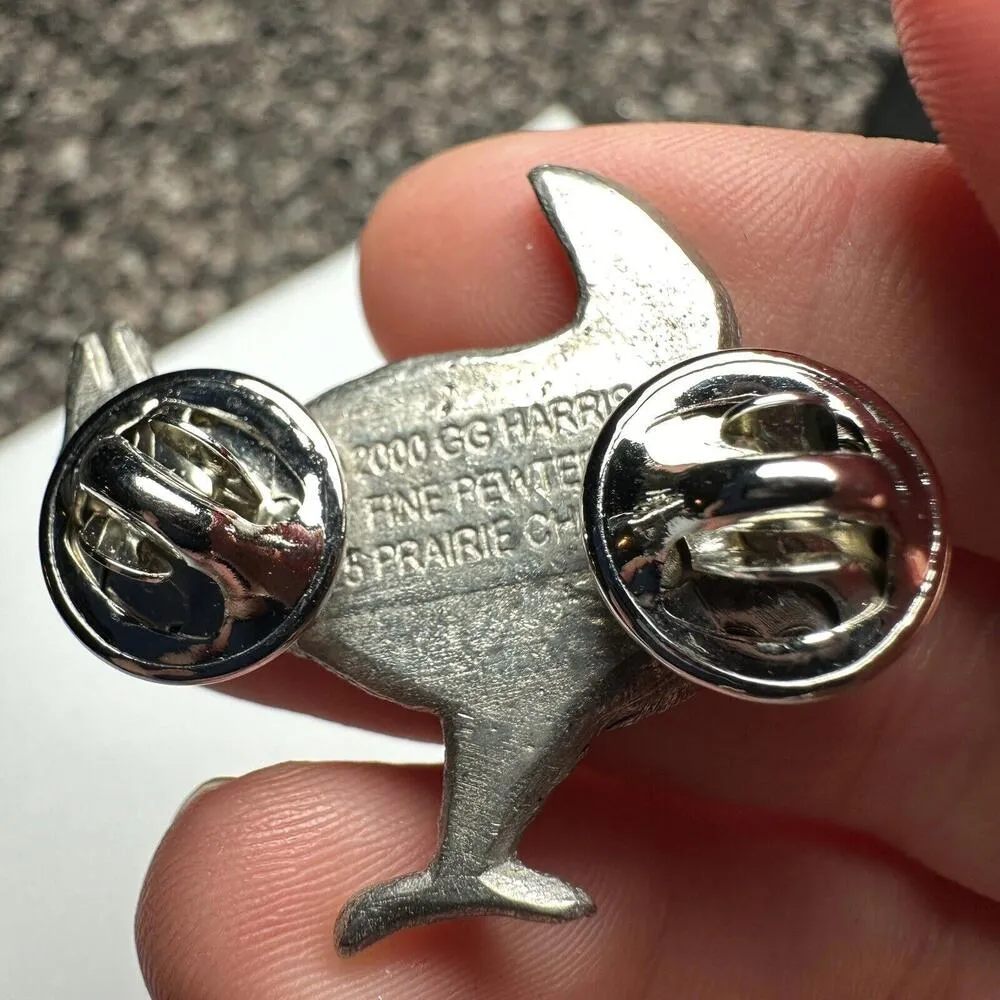 2000 GG Harris Pewter Prairie Bird Brooch Tack Pin Signed Silver - Image 9