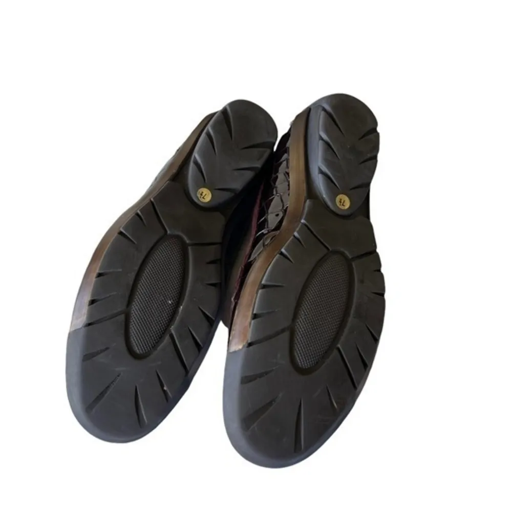 Aquatalia By Marvin K Burgundy Red Croc Embossed Penny Loafer Size 7.5 - Image 7