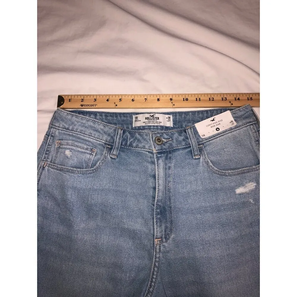 Hollister Jeans Size 11R Curvy High Rise Mom Blue Light Wash 30x27 Casual NEW - Image 4