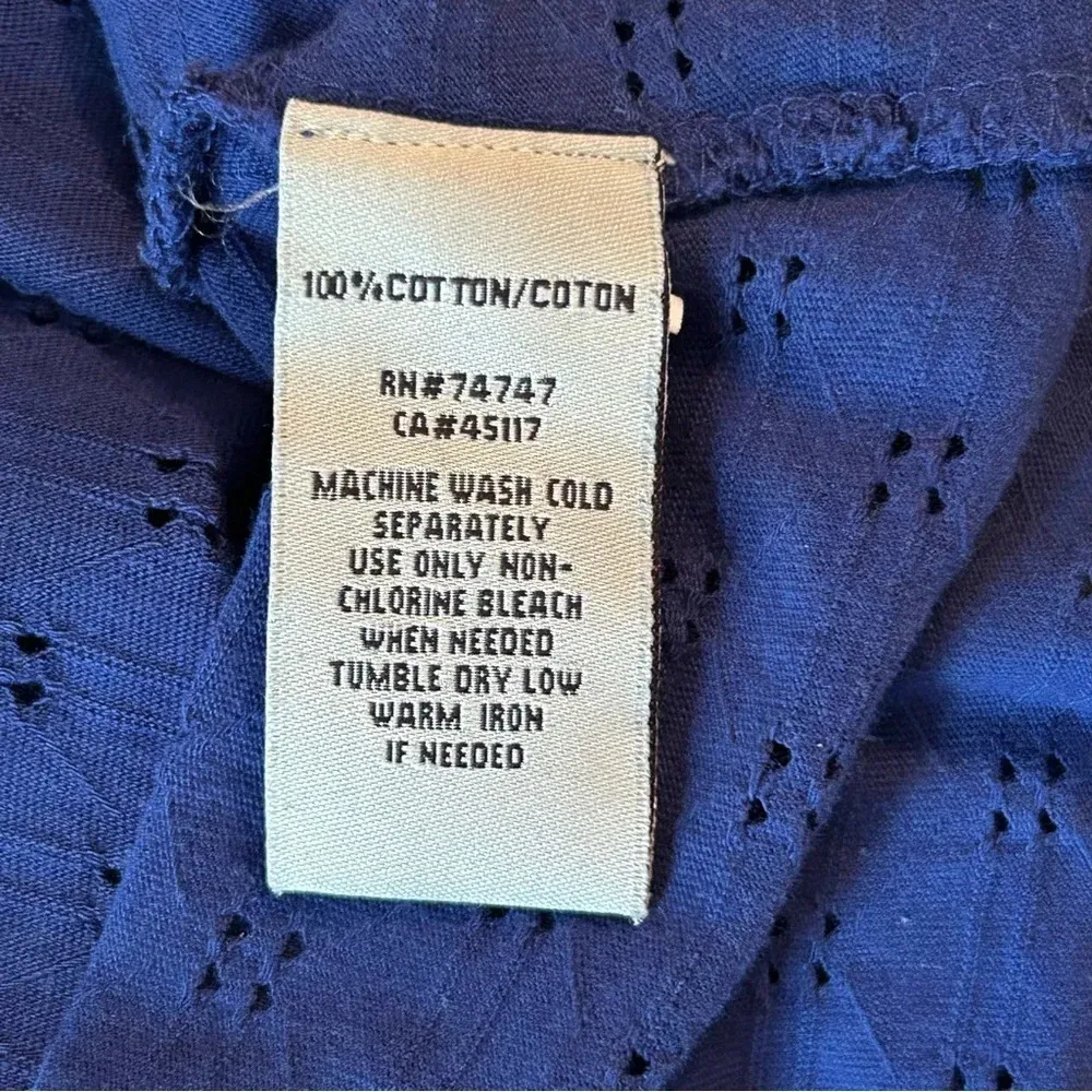 Bob Timberlake Womens XXL Blue Sleeveless Eyelet Blouse Top Boho Casual Light - Image 4