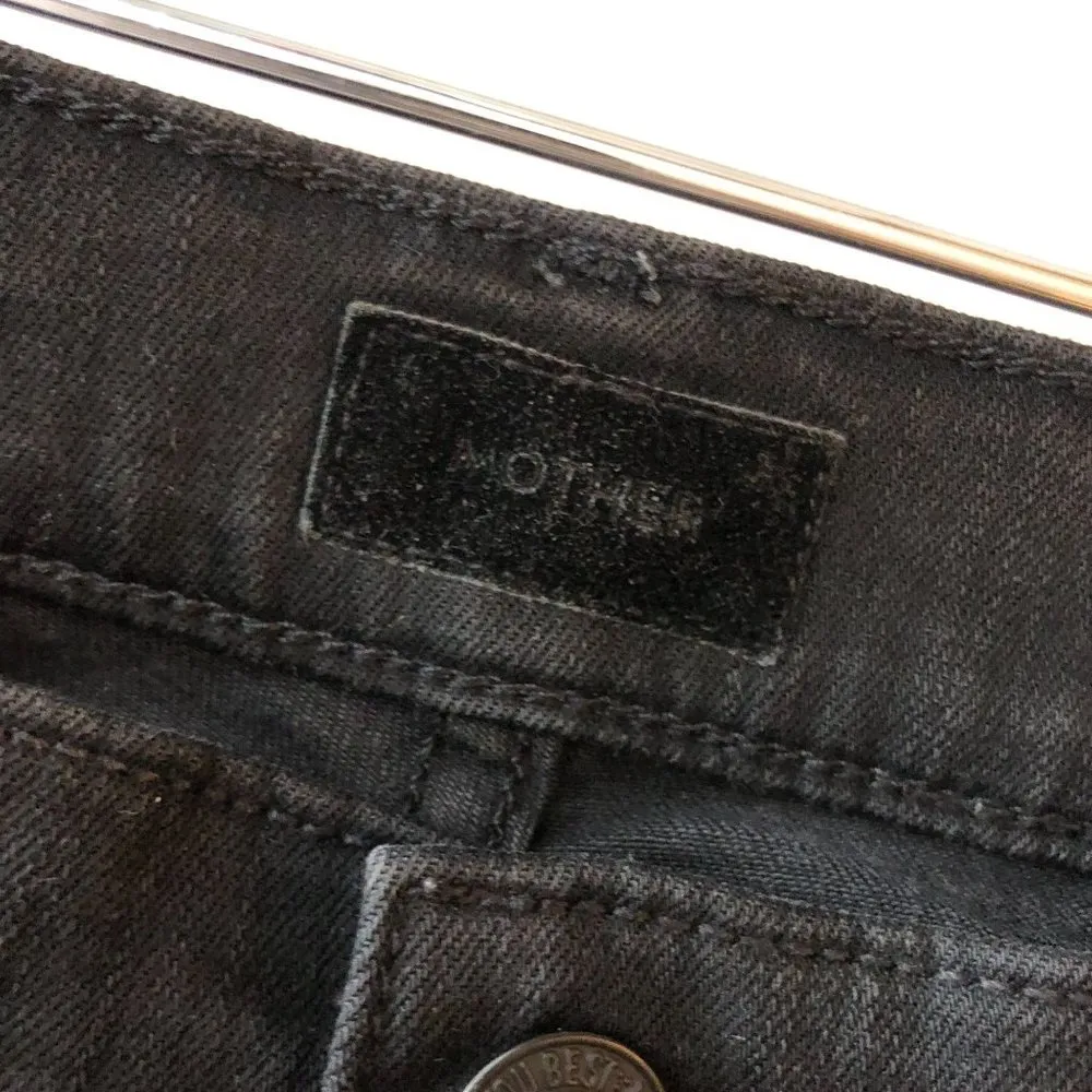 Mother Womens Jeans Insider Crop Step Fray Guilty Racer Tuxedo Stripe Black 27 - Image 3