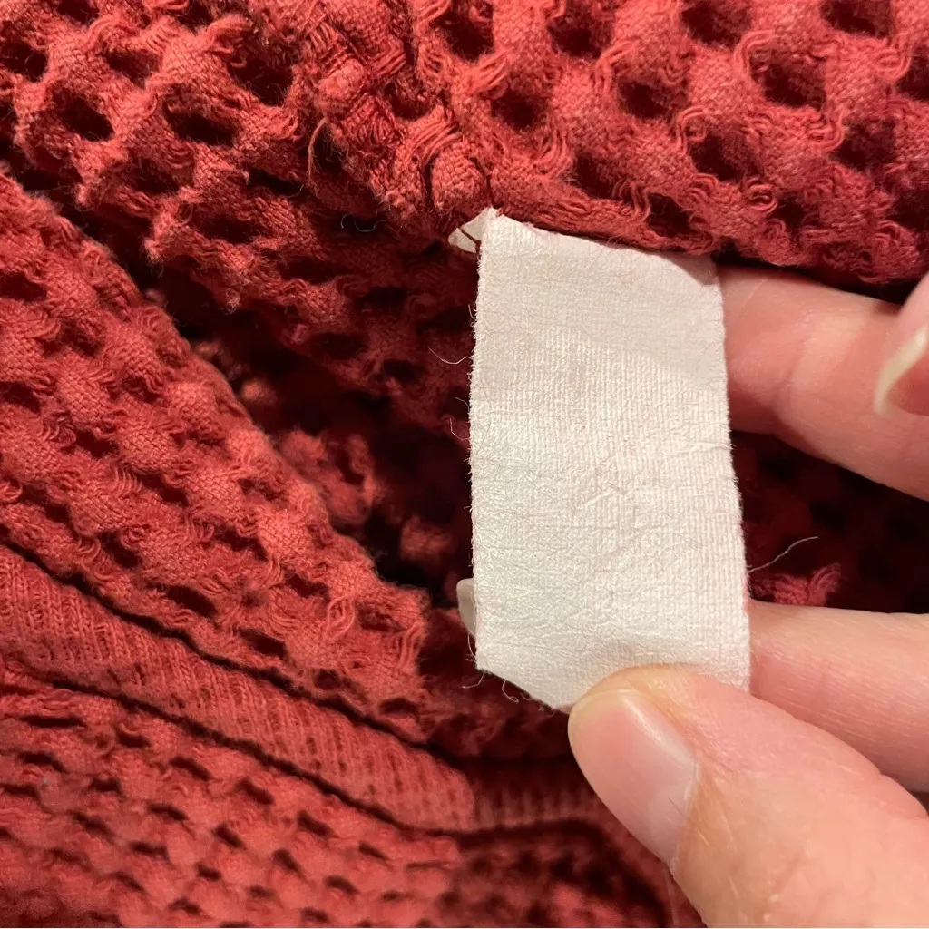 Vintage 90’s dusty rose chunky waffle jacket wooden buttons pockets cotton soft Pink Size M - Image 11