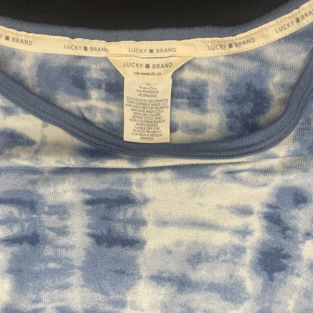 Lucky Brand Super Soft Short Sleeve Blue Womens top Sz L RN#71222 Poly /Spandex - Image 4