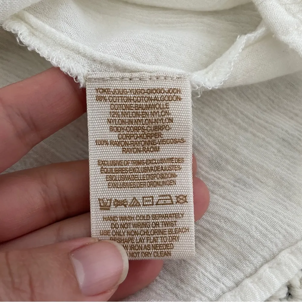 Free People Gauze Sleeveless Lace Tunic Top Cream (Medium) - Image 6