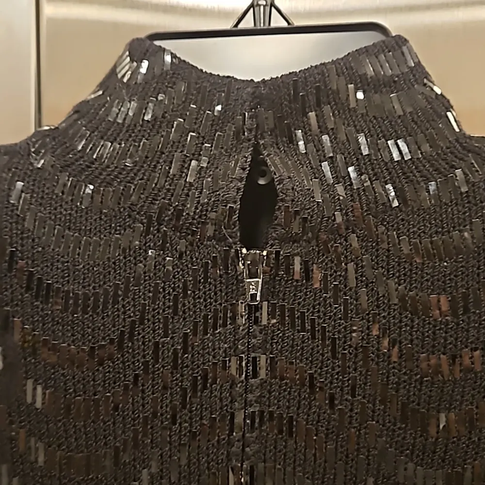 💕ST JOHN💕Vintage Metallic Waves Knit Evening Dress ~ Black Size 2 - Image 5