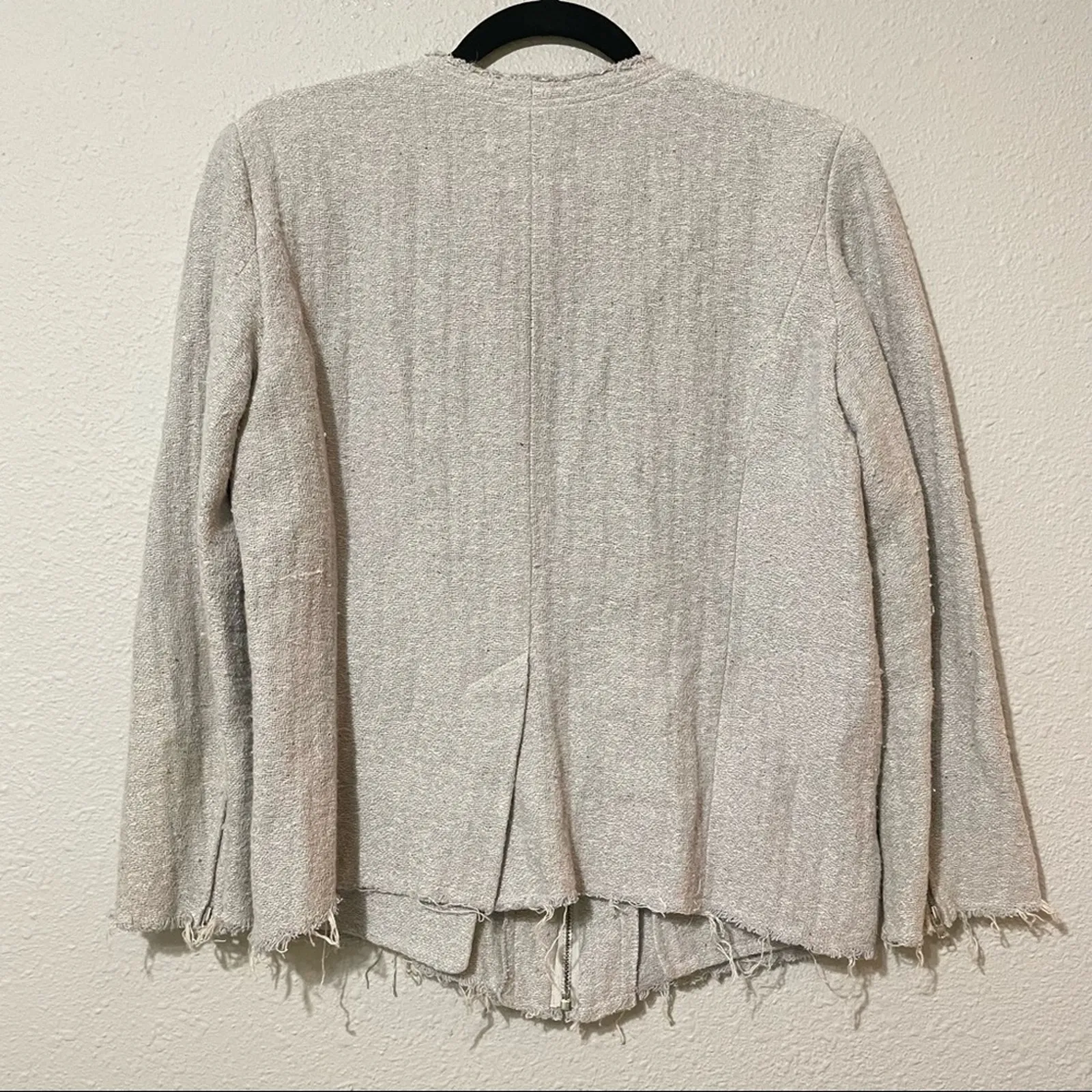 Isabel Marant Etoile Grey Linen Full Zip Frayed Hem Blazer Womens 36 Capsule - Image 9