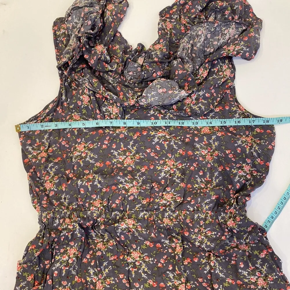 Lucca Couture Floral All Over Print Mini Dress Ruffle Scoop Neck EUC Sz Lg - Image 9