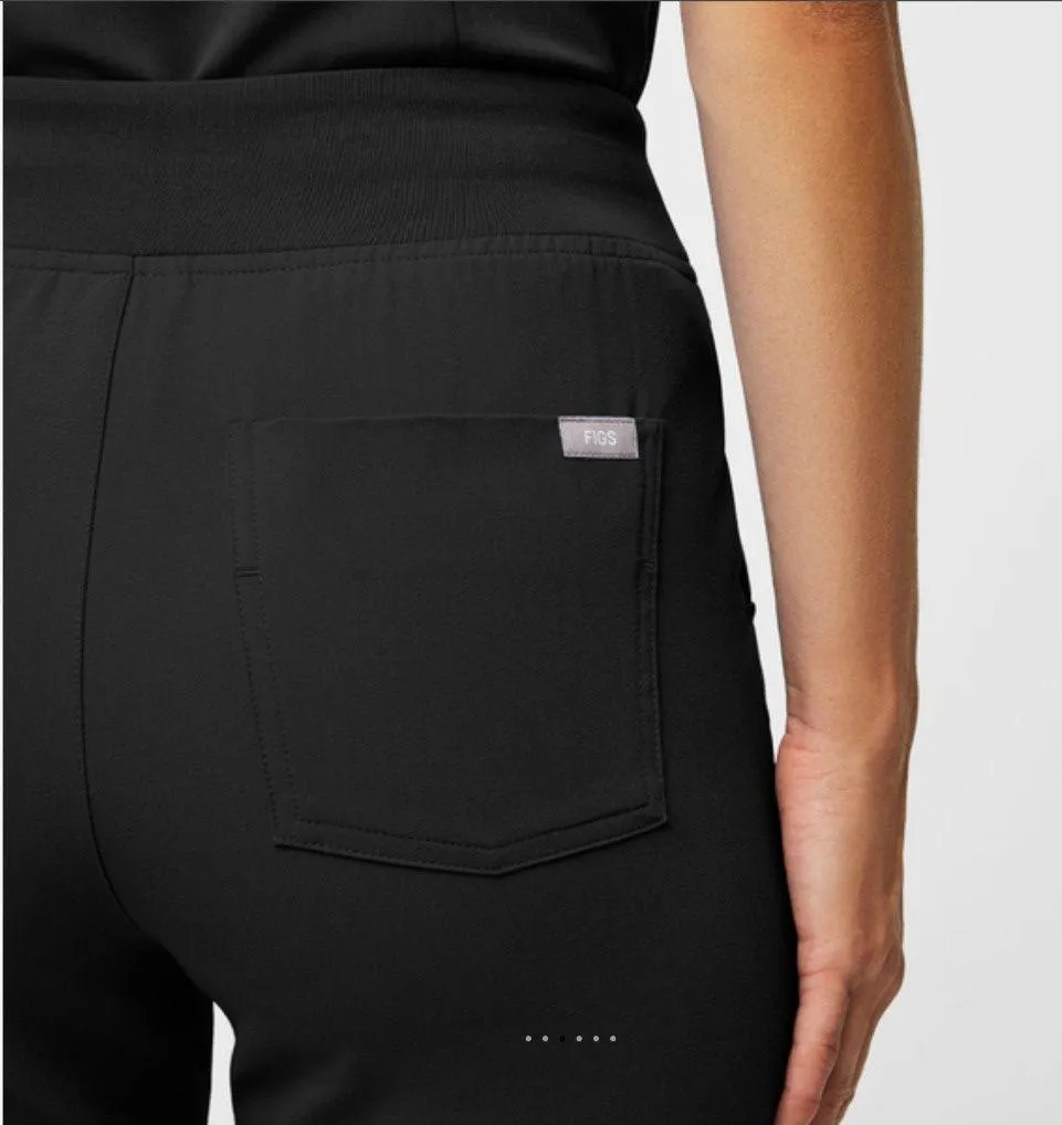 Figs High Waisted Zamora Jogger Scrub Pants - Black - Image 3