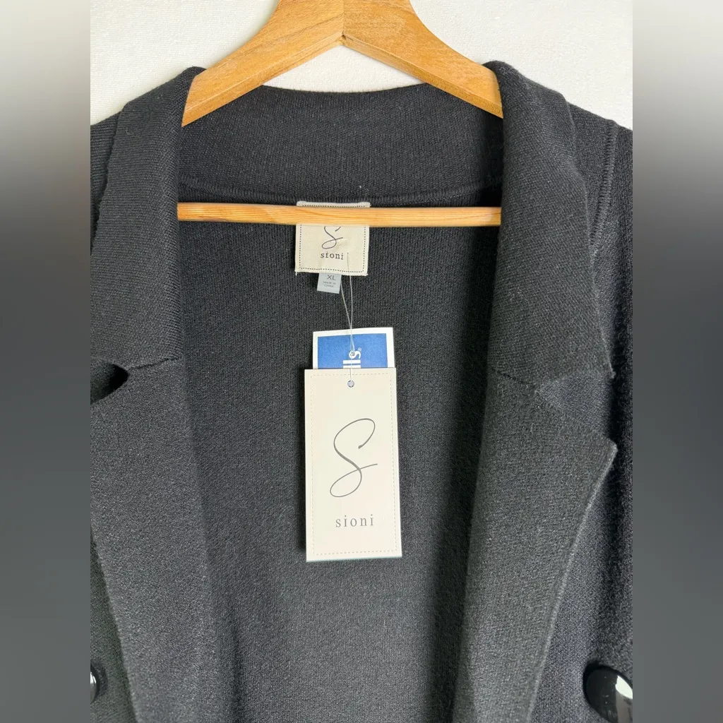 Sioni Women’s Black Sleeveless Longline Vest Blazer Minimalist NWT Sz XL - Image 3