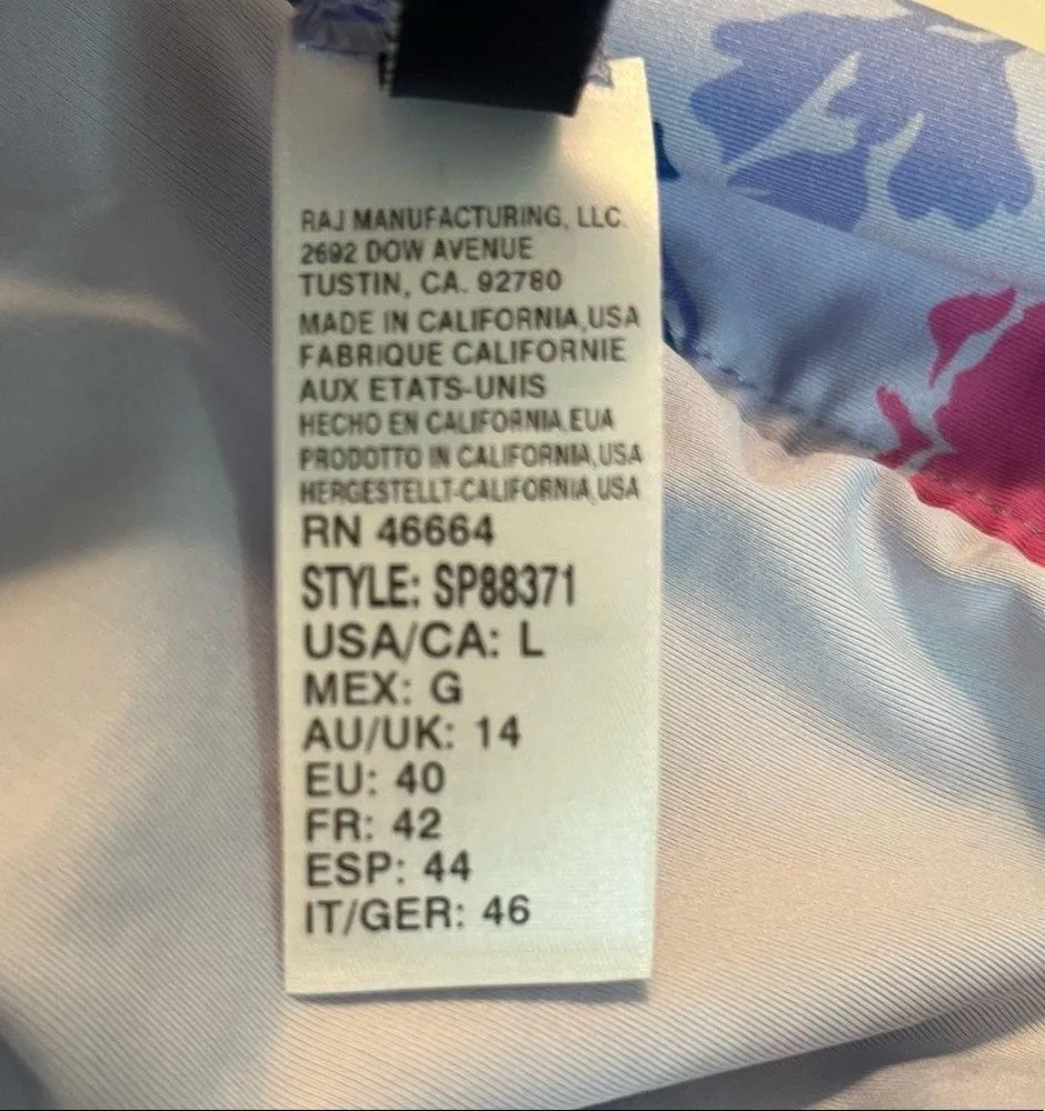 Splendid Floral Flurry Tie-Front Bikini Bottom High Leg Pant Sz L NWT Blue Pink - Image 13