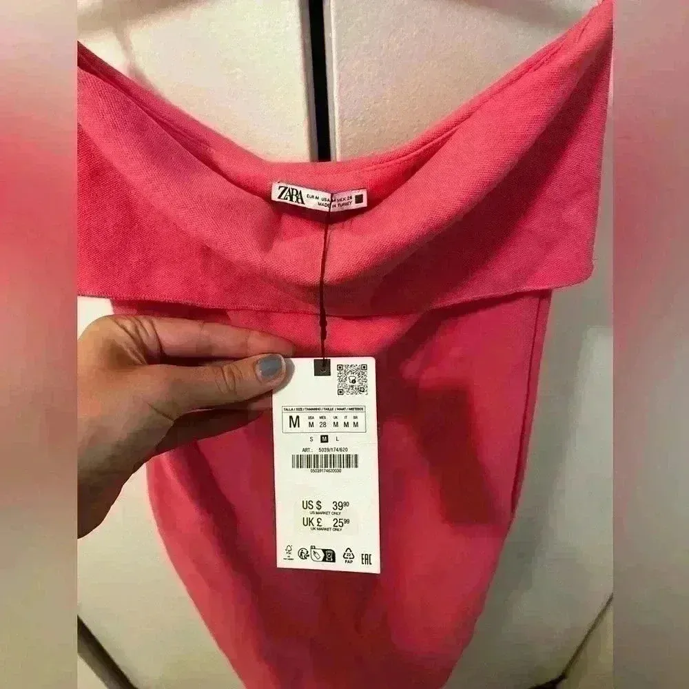 STRAPLESS STRETCH KNIT DRESS HOT PINK - Image 5