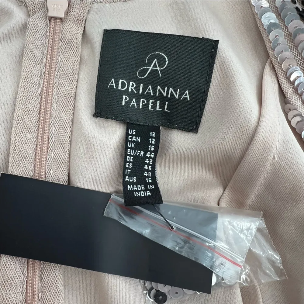 NWT Adrianna Papell sequin leopard print dress blush sz 12 - Image 7