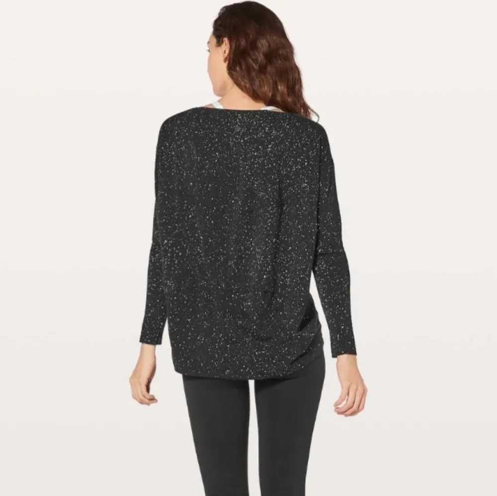 Lululemon Back In Action Long Sleeve V Splatter Dye Black - Image 3