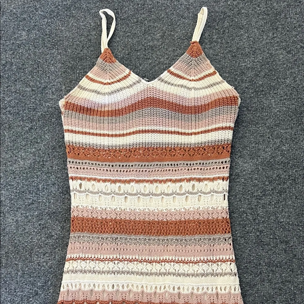 Boho Knit Midi Dress /Fall Crochet Style Perfect for Thanksgiving Gatherings 🍂 Brown - Image 11