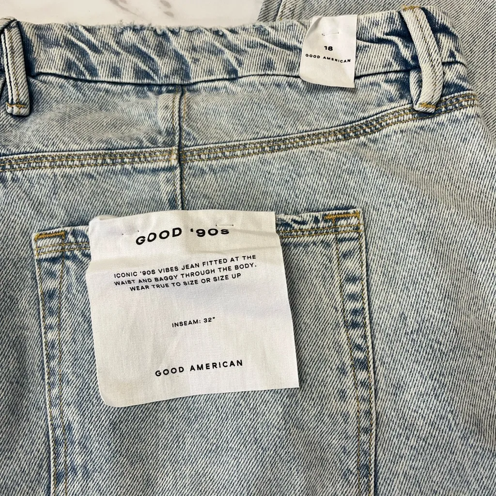 NWT Good American 90s Baggy Loose Vintage Wash Blue934 size 18 - Image 3