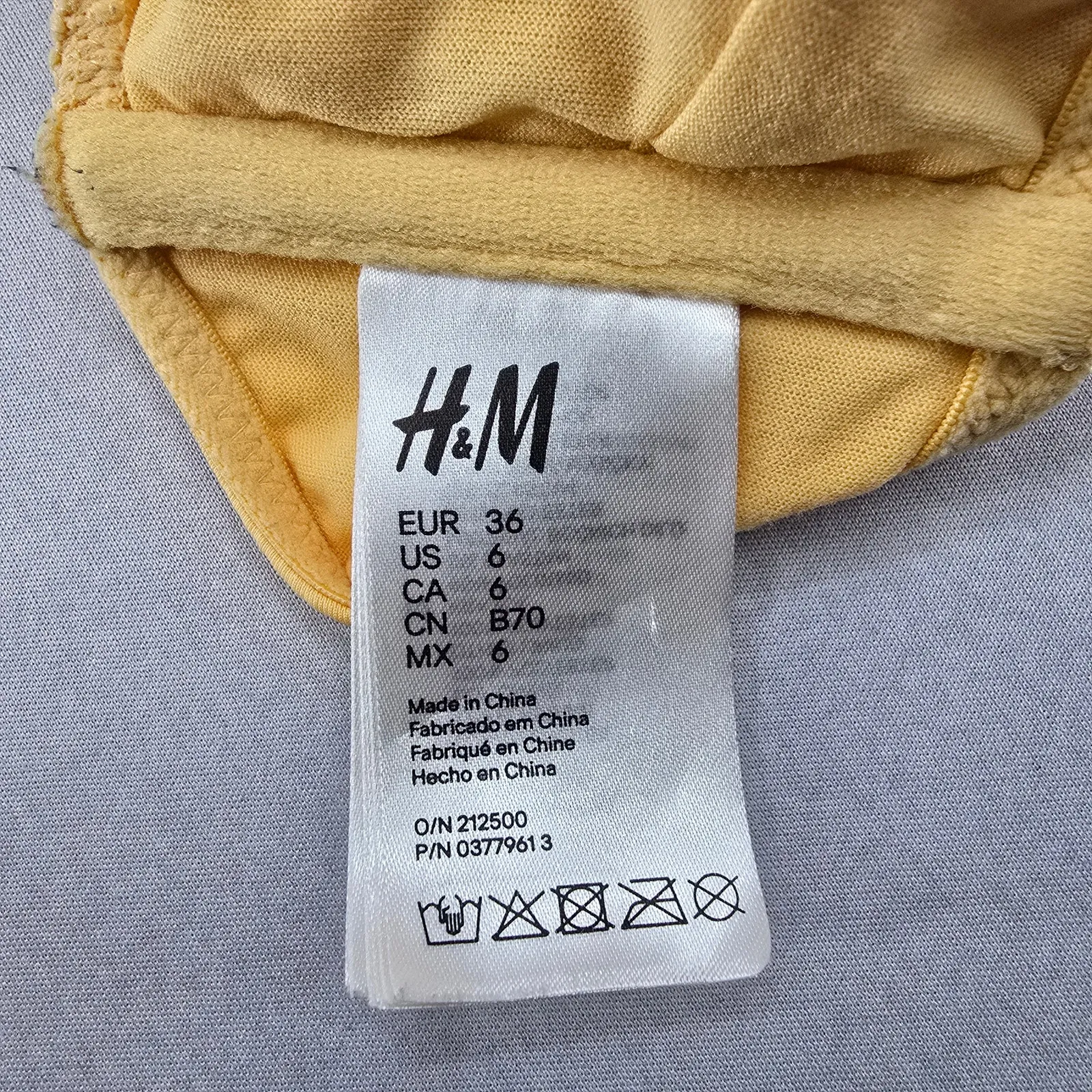 H&M Yellow Lace Crochet Eyelet Halter Tie Padded Bikini Bralette Swim Top 6 - Image 7