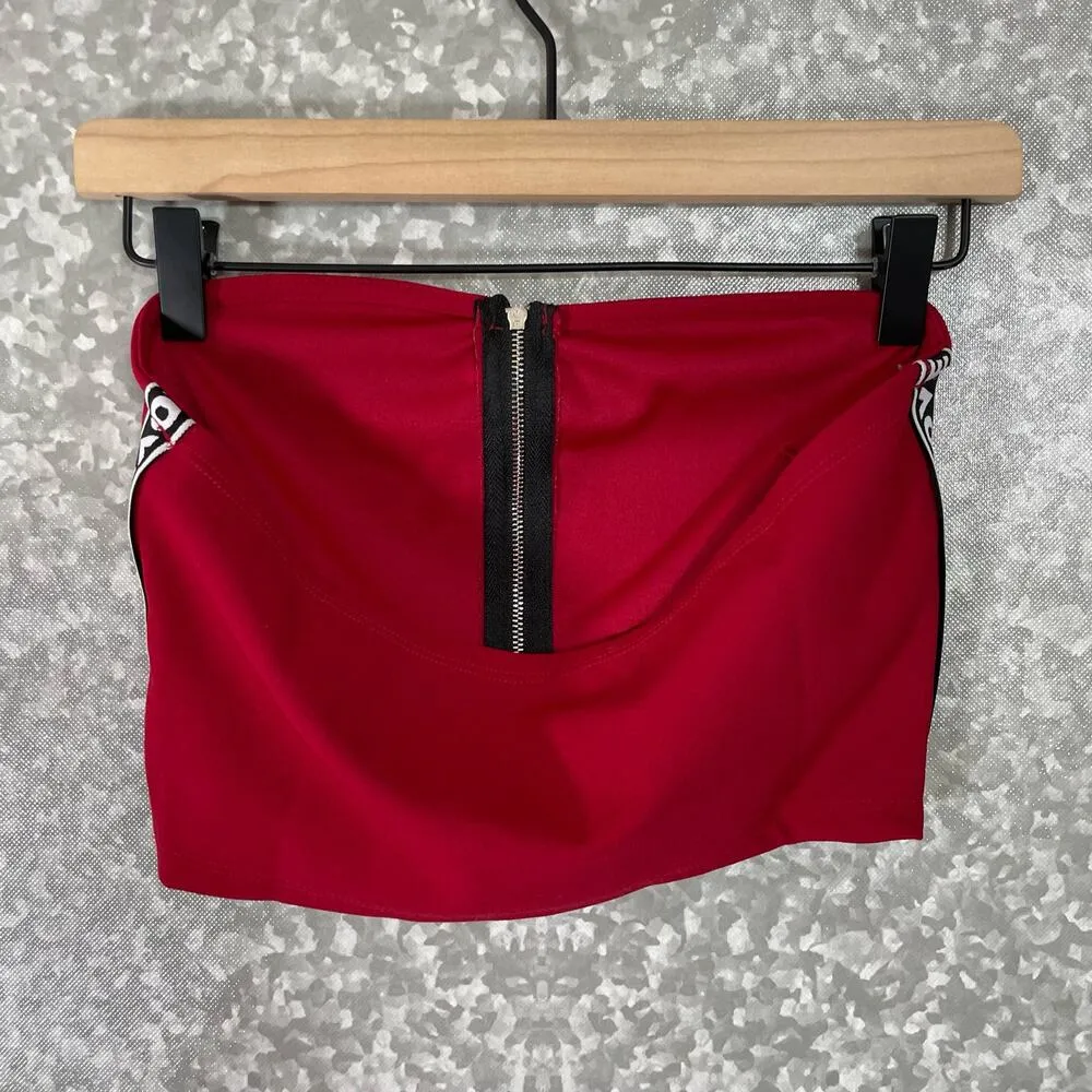 In Control Red "LOVE" Zipper Front Strapless Tube Top - Image 9