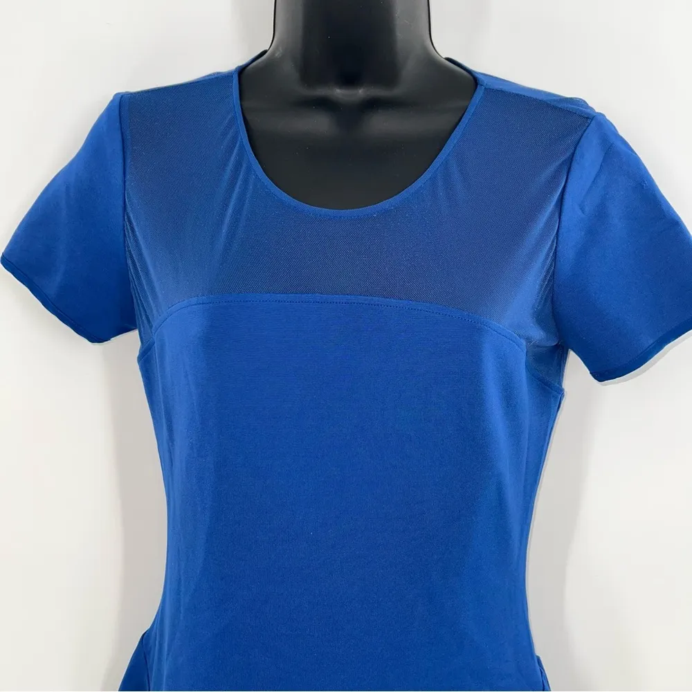 Halston Heritage Women’s Light Royal Blue Short-Sleeve Skater Skirt Dress-Size 0 - Image 2