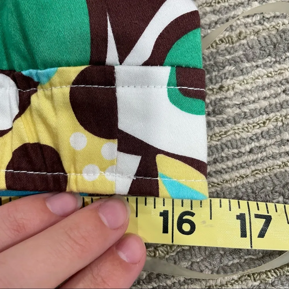 Y2K Hippie Print Strapless Dress Sz 12 Mini Midi Funky Retro Blue - Image 9