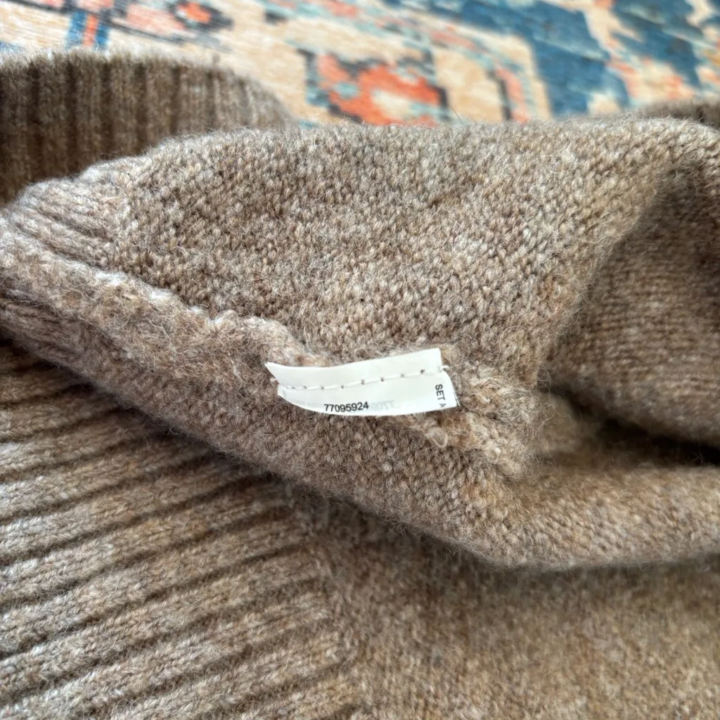 Mango Oversized Cardigan with Buttons Brown Beige Wool Blend Sz S Oversized - Image 10