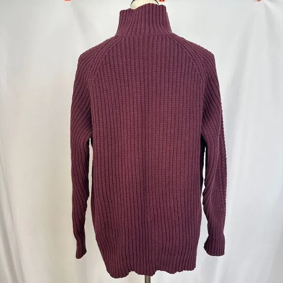 Lululemon Chunky Cable Knit Turtleneck Sweater‎ Burgundy Cozy Pullover Womens 12 Purple - Image 4