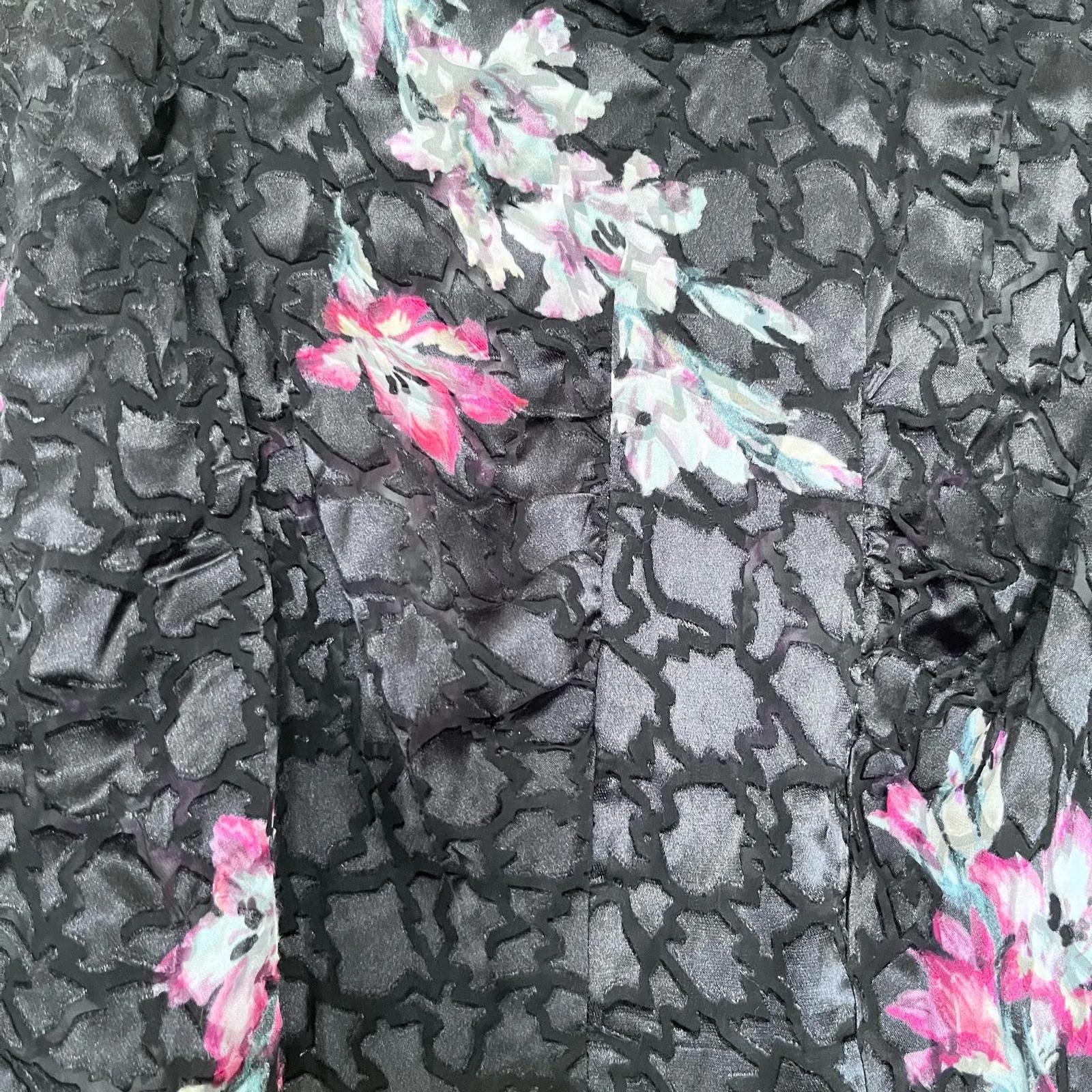 REBECCA TAYLOR   Noha Puff Sleeve Floral Midi Dress In Black Combo size 8 - Image 10