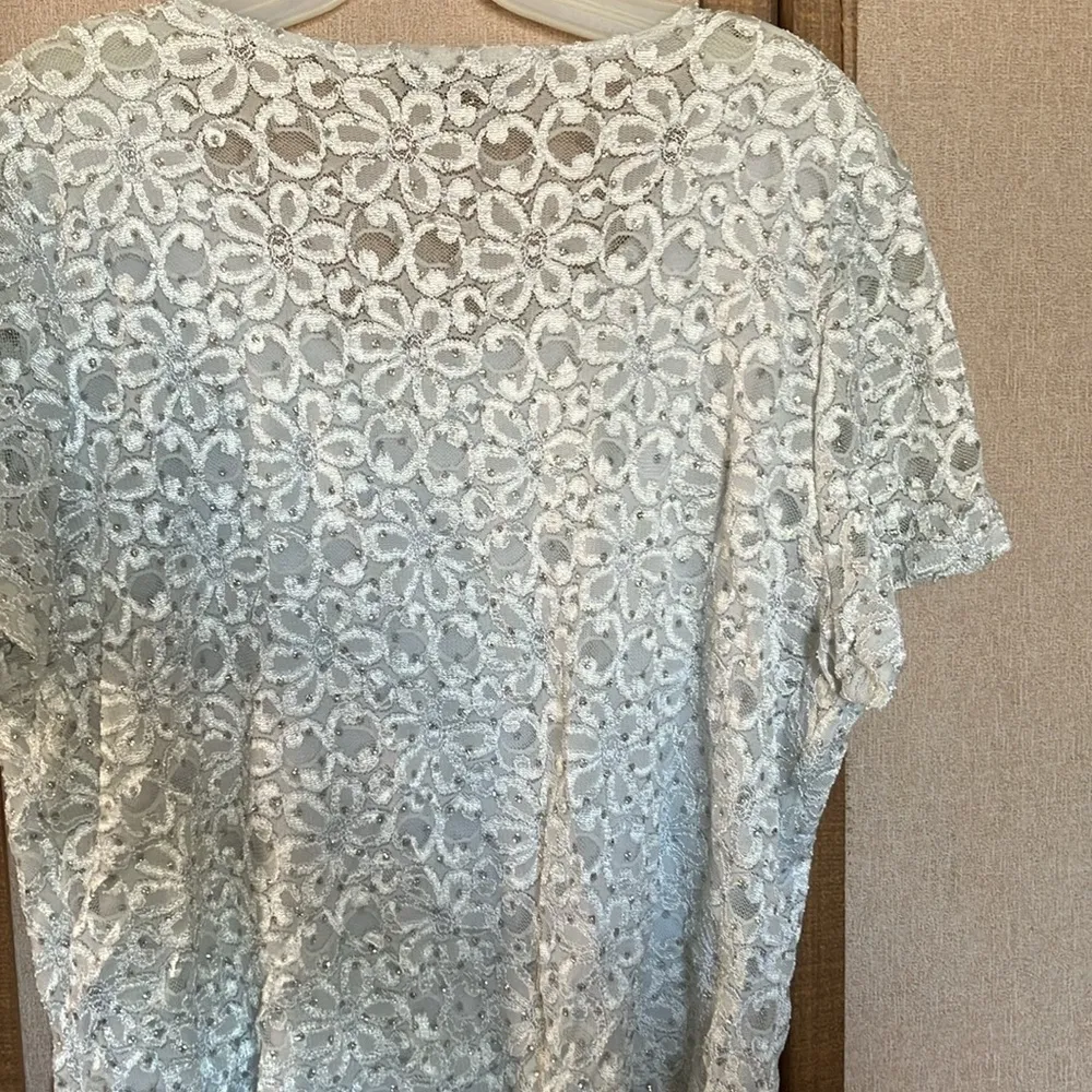 Brittney black Silver White Short Sleeve Blouse 3x - Image 6