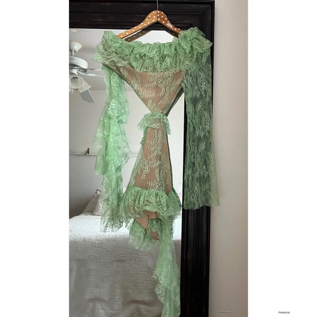 Revolve Loba Ramona Green Lace Mini Dress NEW - Image 3