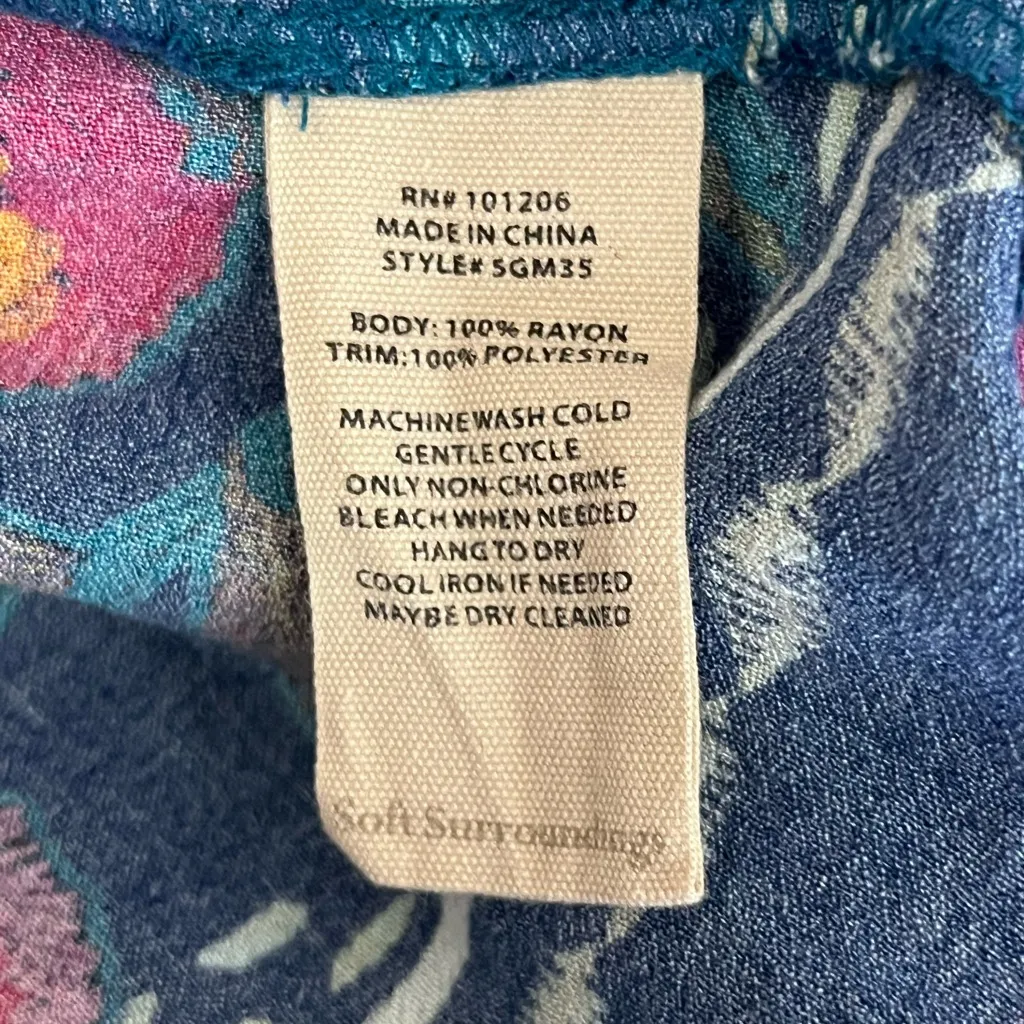 Soft Surroundings Women’s Boho Floral Maxi Dress Teal Embroidered Tiered 2X - Image 11