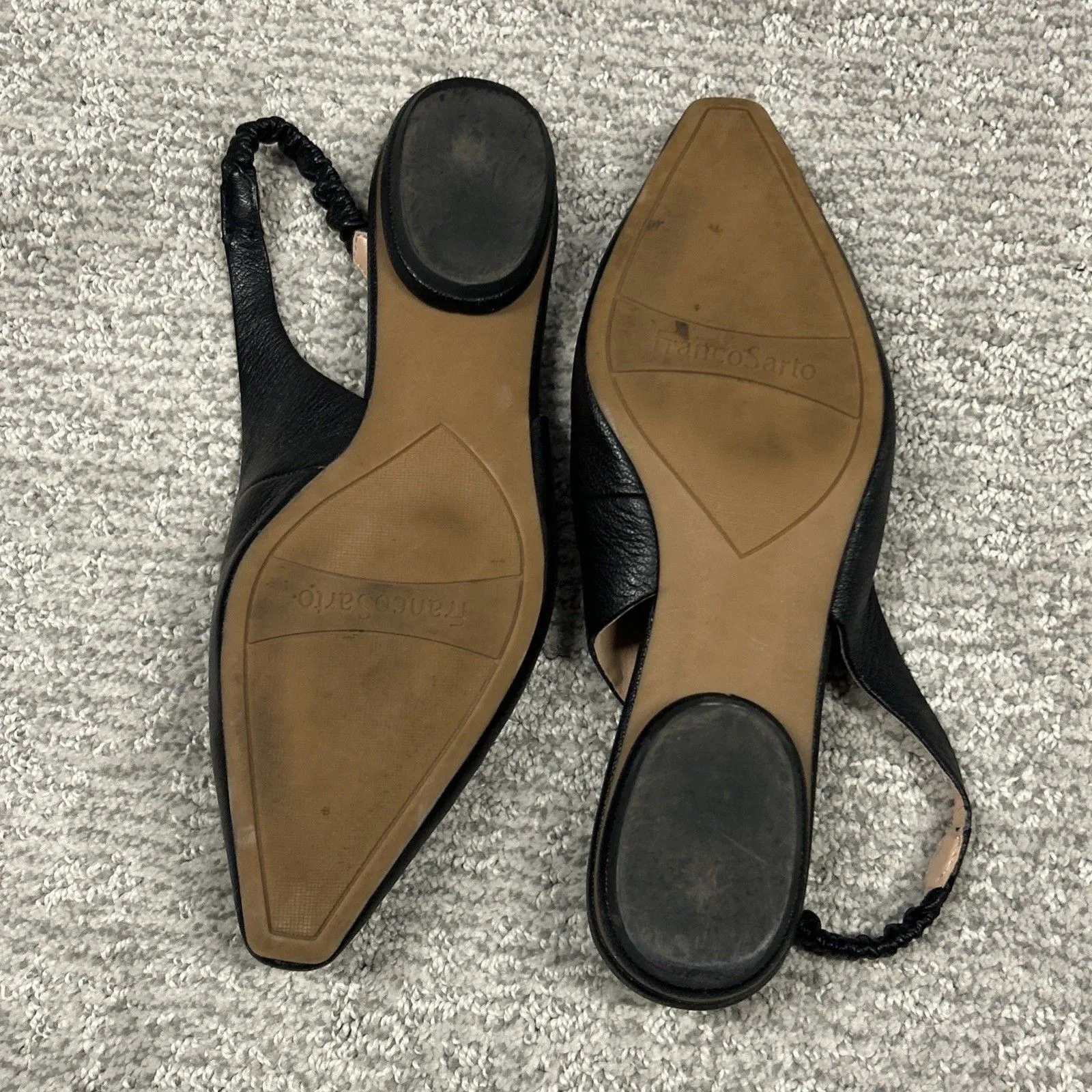 Franco Sarto Briella Pointed Toe Slingback Flats Womens 7.5 Black Sandals Shoes - Image 6