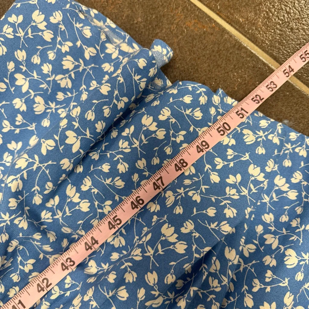 Reformation Mica Dress Puff Long Sleeve Midi Floral Wallflower Blue 16 - Image 14