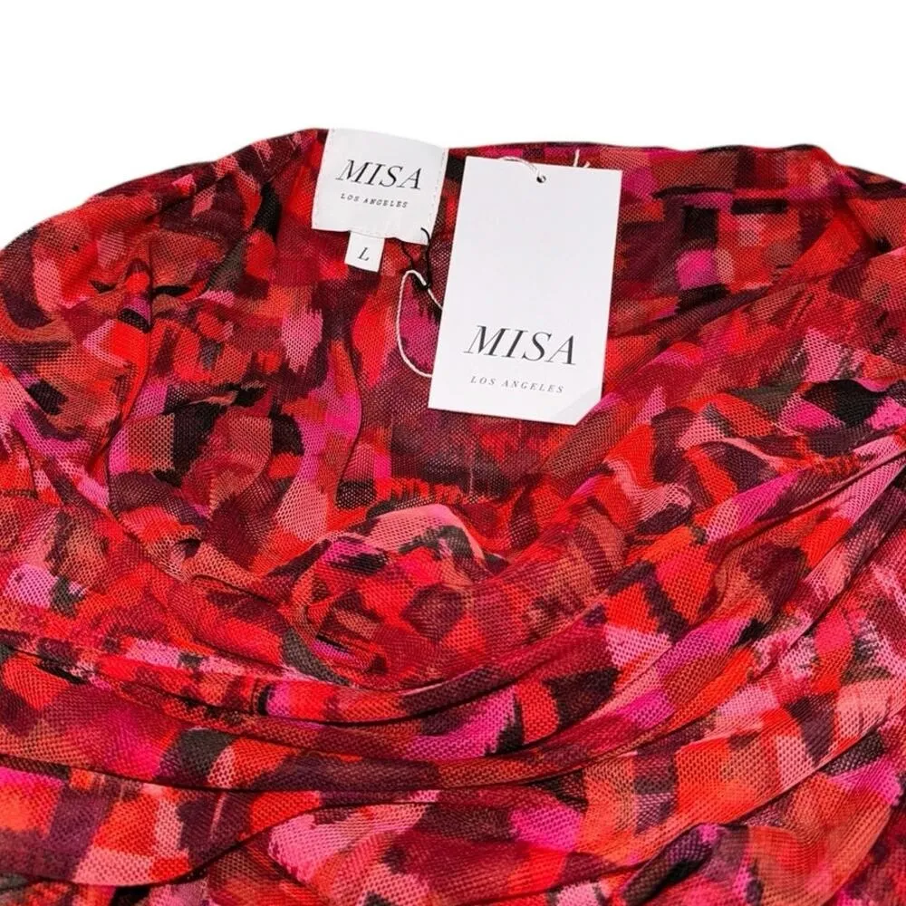 NWT! MISA Los Angeles Iselin Geo Print Mesh Body-Con Dress - Size Large - Image 13