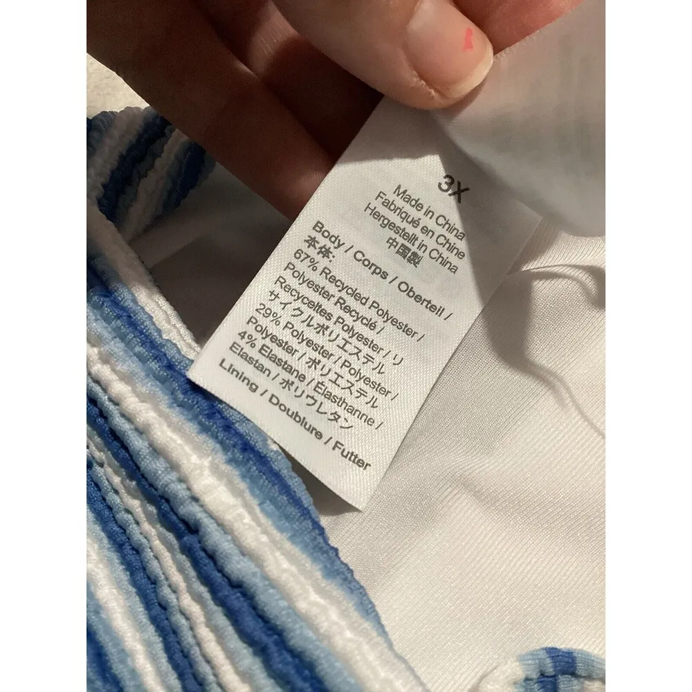 J. Crew Textured Scoopneck Blue Striped Bikini Padded Swim Top 3X - Image 8