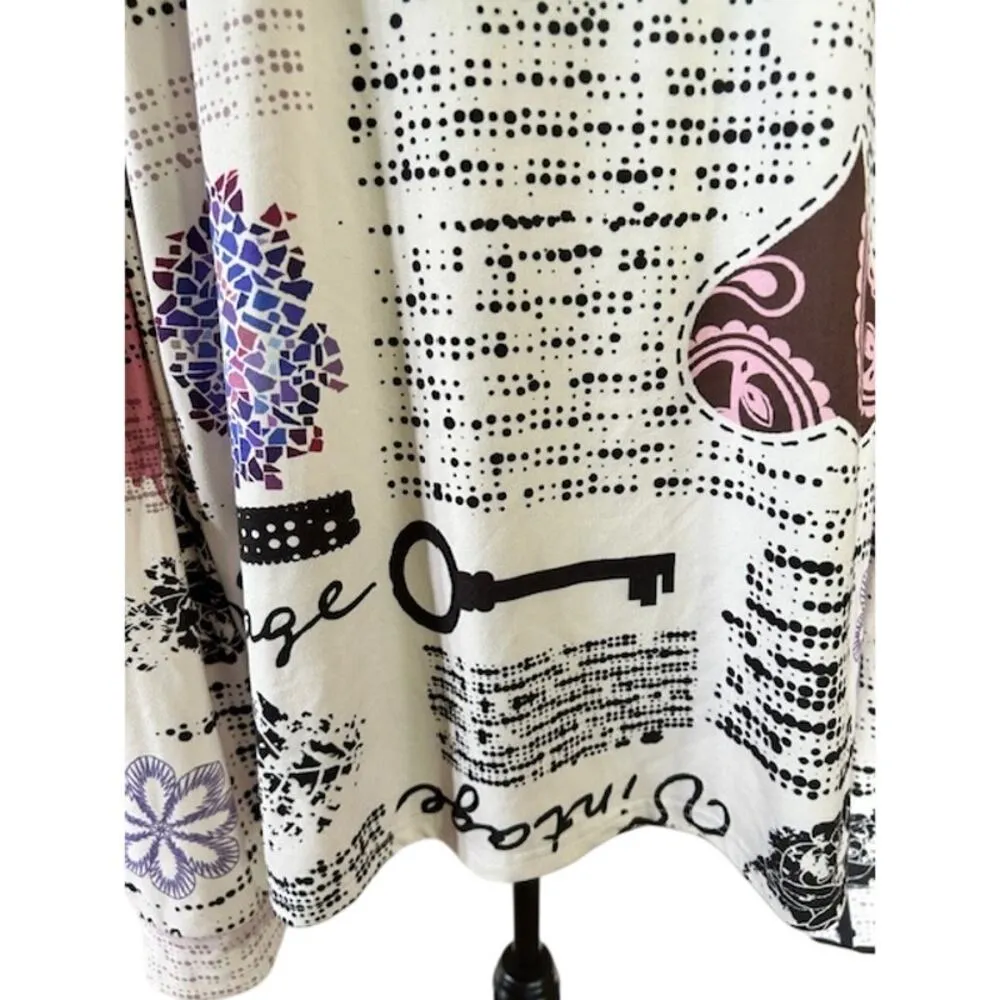 Lily by Firmiana XL Lightweight Hoodie Pullover Vintage Floral Print Graphic Top Black - Image 4