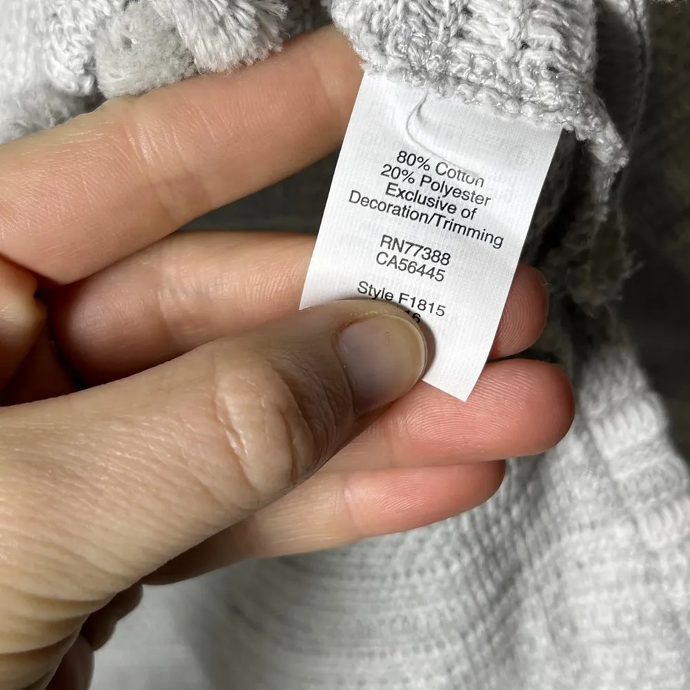 Madewell NWT Short Sleeve Fringe Hoodie Pom Boxy Cut Popover Hoodie - Image 6