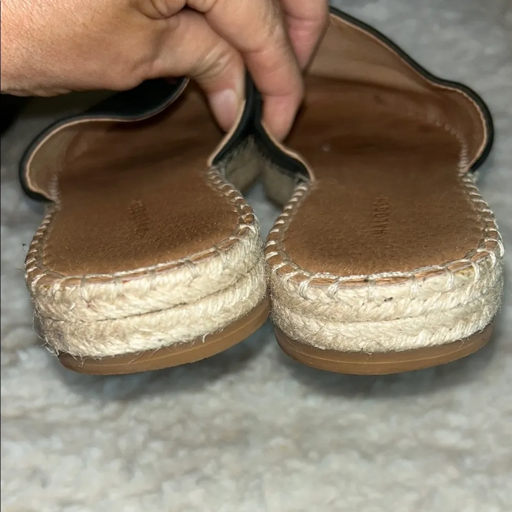 Halogen Black Leather Espadrille Mules - Image 5