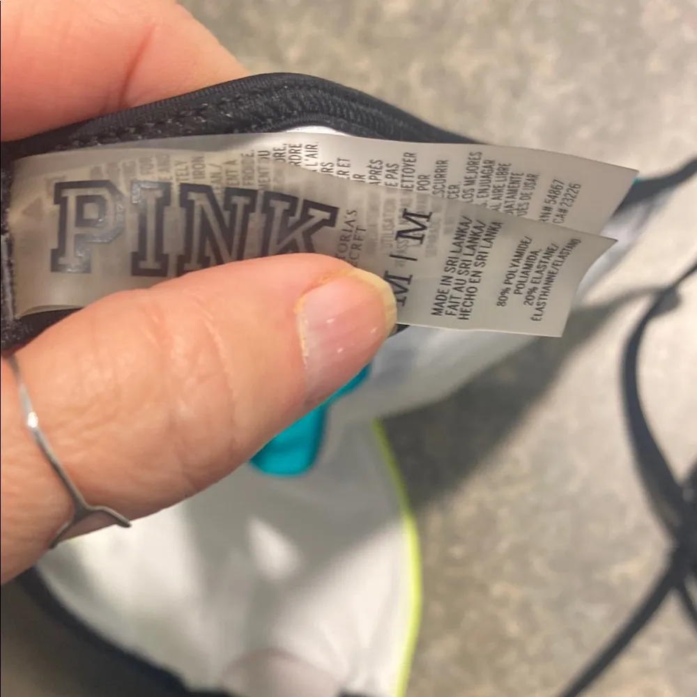 PINK Victoria's Secret Yellow and Blue Bikini Top - Image 3